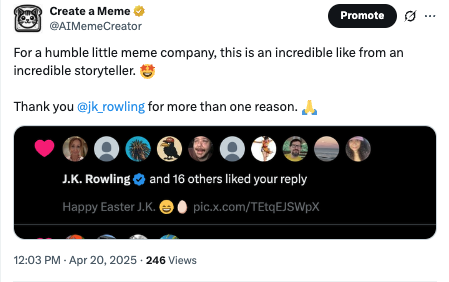 J.K. Rowling Likes AI Dog Image - The Harry Potter author liked an AI-generated image of her dog that we created, bringing excitement from the literary community. J.K. Rowling Likes AI Dog Image
