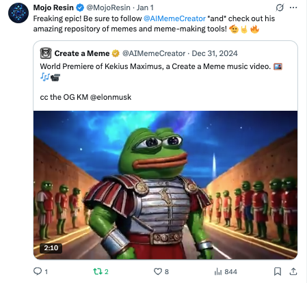 Mojo Resin Promotion - Mojo Resin promoted Create a Meme, encouraging followers to check out our amazing repository of memes and tools. Mojo Resin Promotion