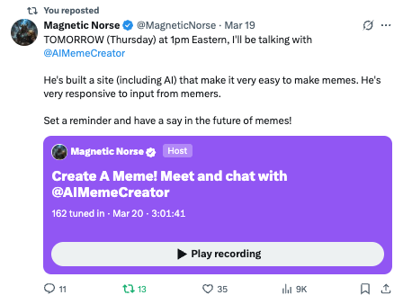 Magnetic Norse Live Discussion - Magnetic Norse hosted a live discussion about Create a Meme, highlighting our platform's impact on the community. Magnetic Norse Live Discussion